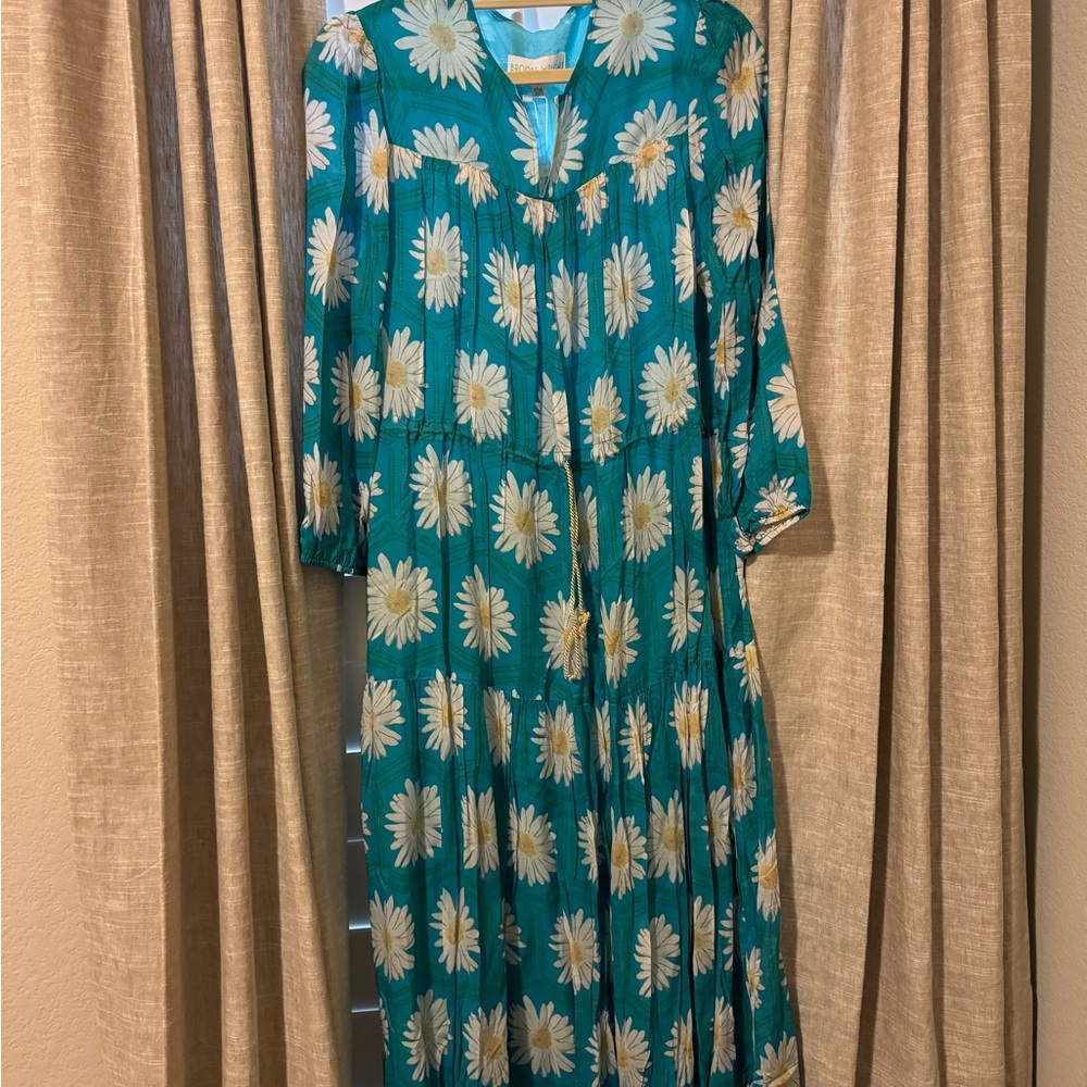 Brooke Wright silk daisy midi dress